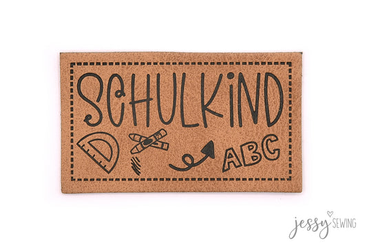 Label aus Kunstleder "Ich bin ein Schulkind"