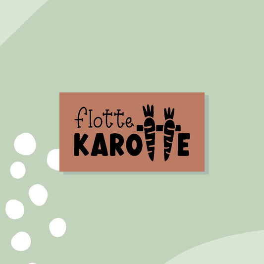 Label aus Kunstleder "Flotte Karotte"