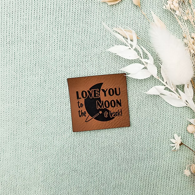 Label aus Kunstleder "Love You To The Moon"
