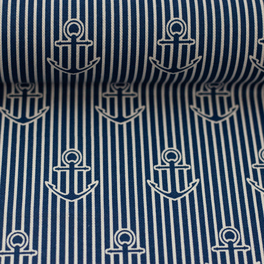 Dekostoff "Anker" blau