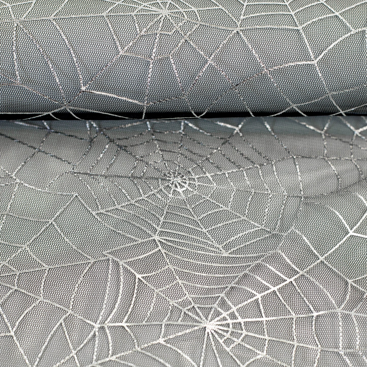 Tüll "Spinnennetz" schwarz/silber