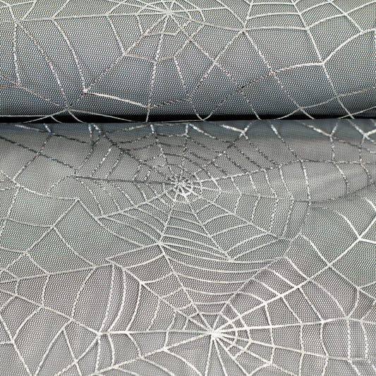 Tüll "Spinnennetz" schwarz/silber