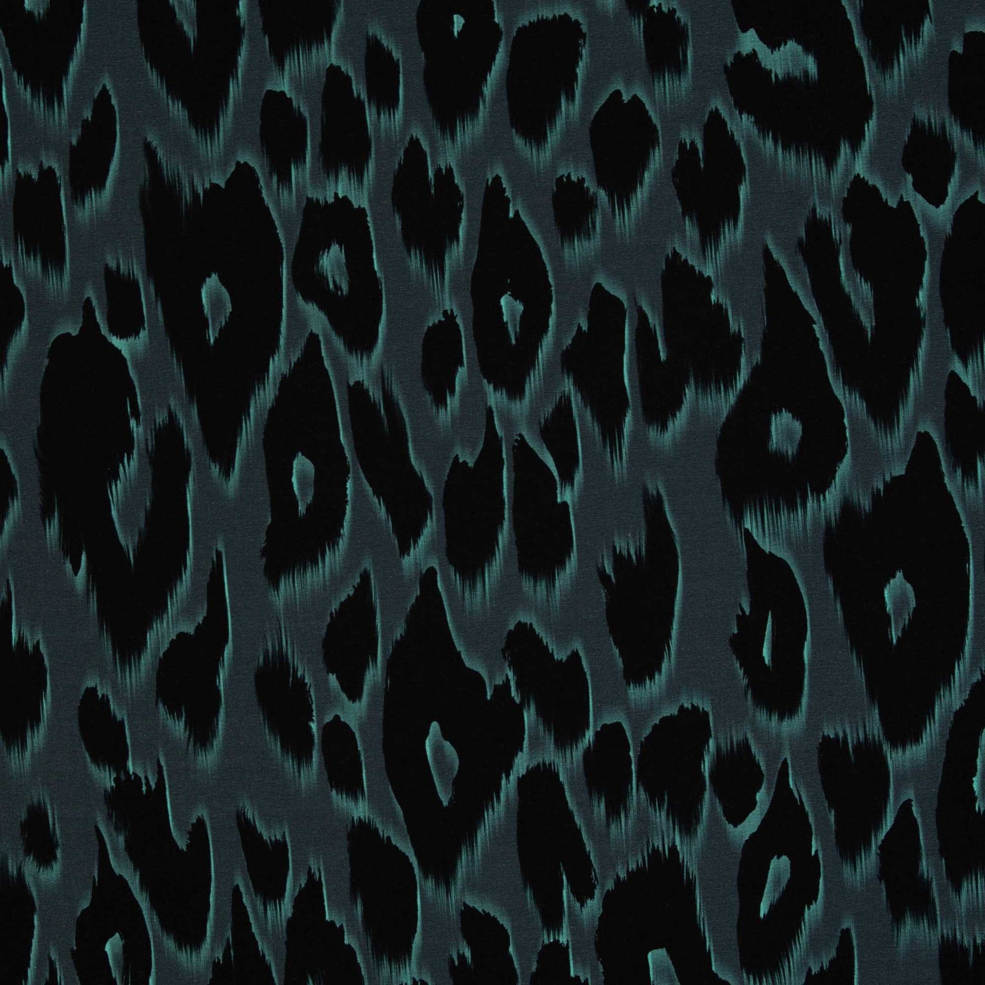 Modal French Terry ‚Floating Leo‘ von Thorsten Berger mit stilisiertem Leoprint, Stoff mit Leopardenmuster