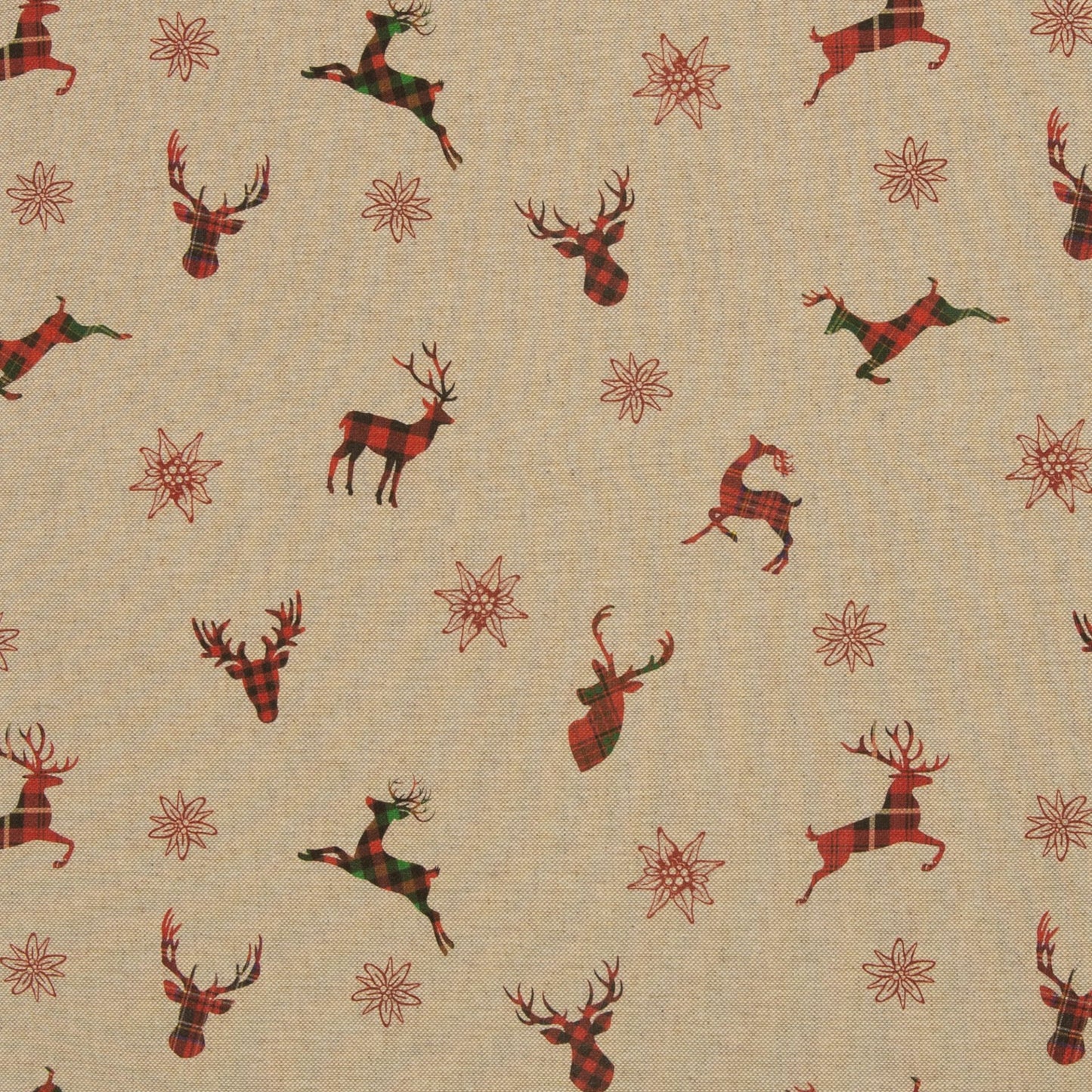 Dekostoff Leinenoptik "Hirsche Tartan"