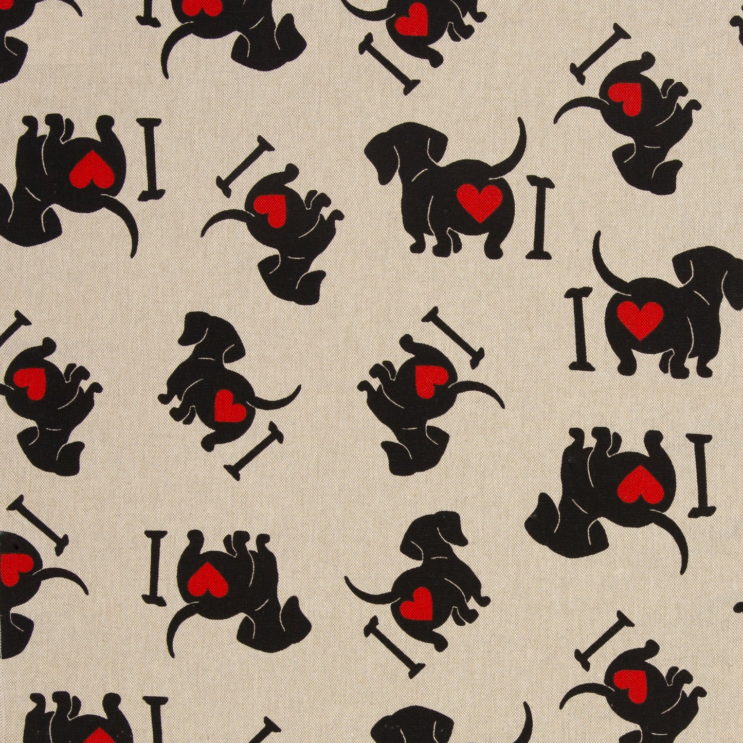 Dekostoff Leinenoptik "Dackelliebe"