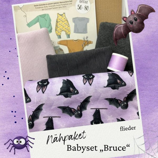 Nähpaket Baby-Set "Bruce & Friends" flieder