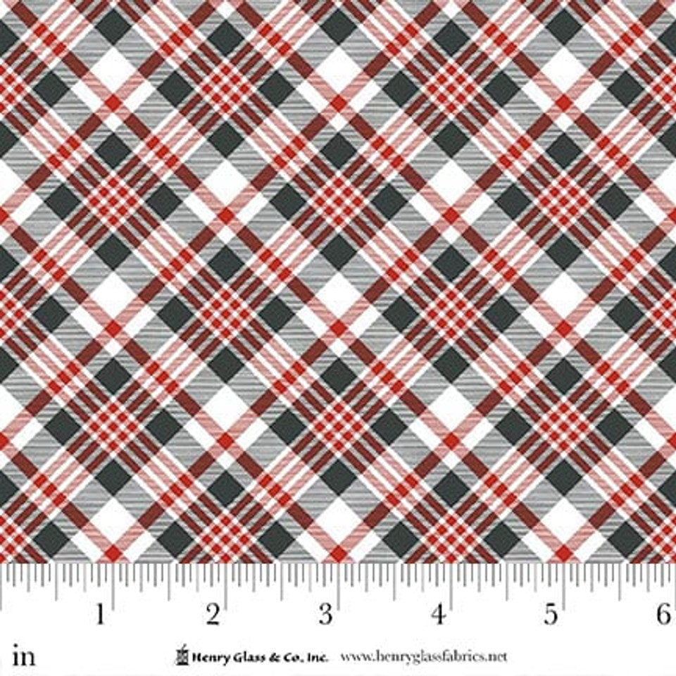 Patchwork Baumwolle "Pincone Ridge Lodge" Karo rot/grau/weiß