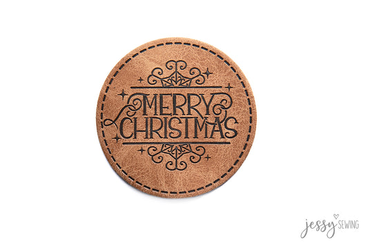 Label aus Kunstleder "Merry Christmas"
