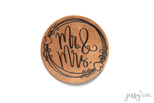 Label aus Kunstleder "Mr&Mrs"