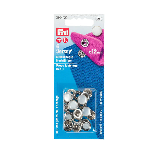PRYM Jersey Druckknöpfe Nachfüllset 12mm "perlmutfarbig"