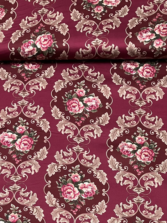 Baumwollsatin "Rose" weinrot