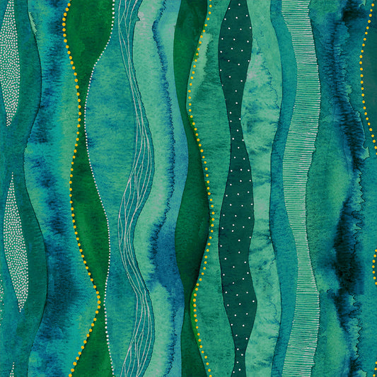Patchwork Baumwolle metallic "Cascade" emerald