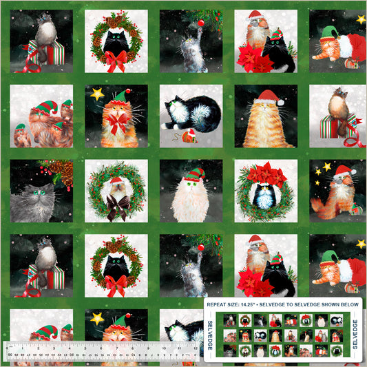 Patchwork Baumwolle "Meowy Christmas" - Quadrate
