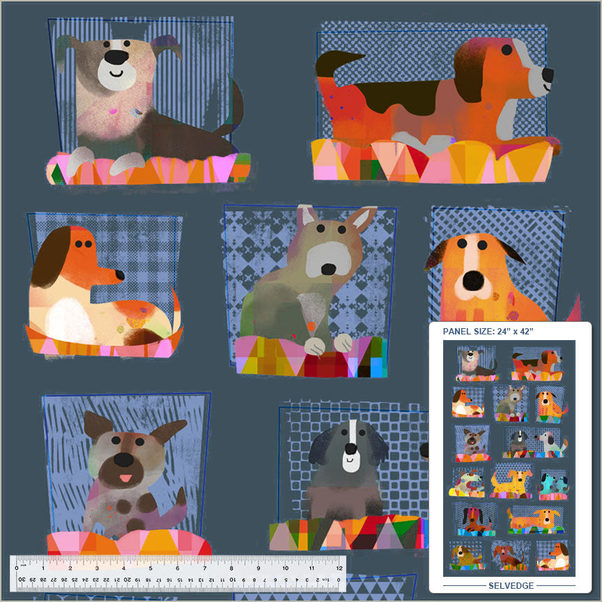 Patchwork Baumwolle "Fur-Ever Friends" Paneel Hunde