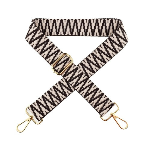 Design-Gurtband "Zickzack" schwarzbraun-offwhite