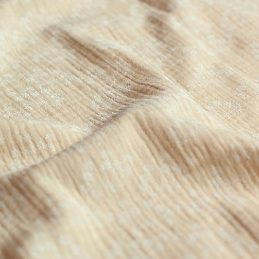 Musselin "Miniblätter" natur