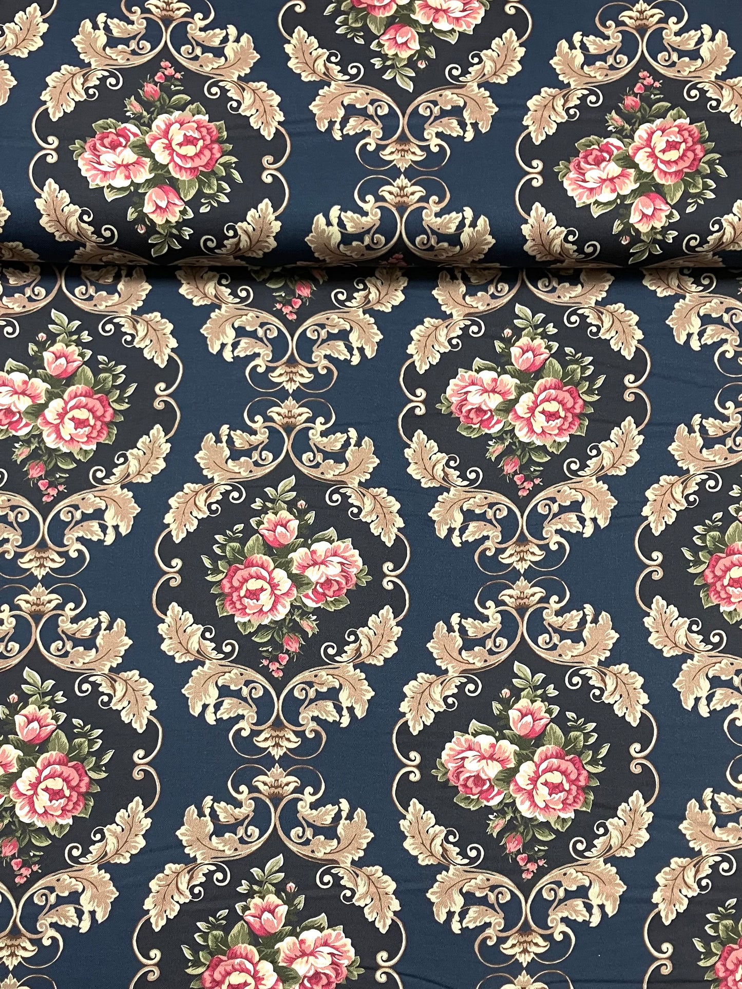 Baumwollsatin "Rose" blau