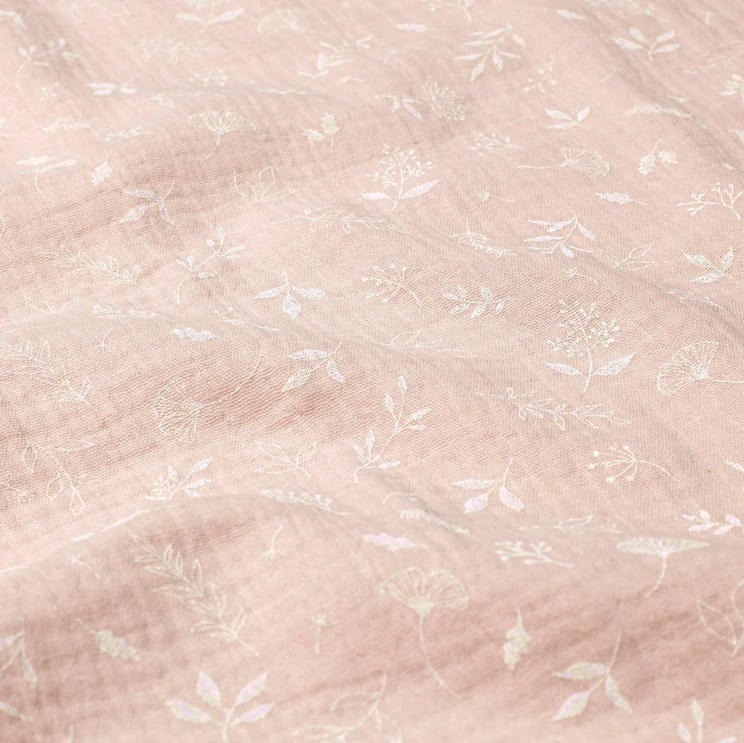 Musselin "Miniblätter" altrosa