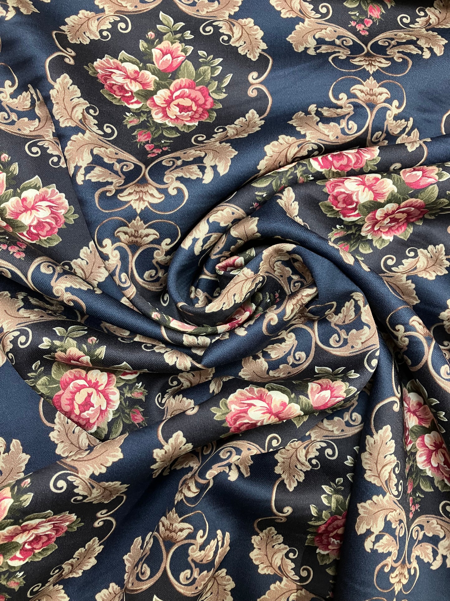 Baumwollsatin "Rose" blau