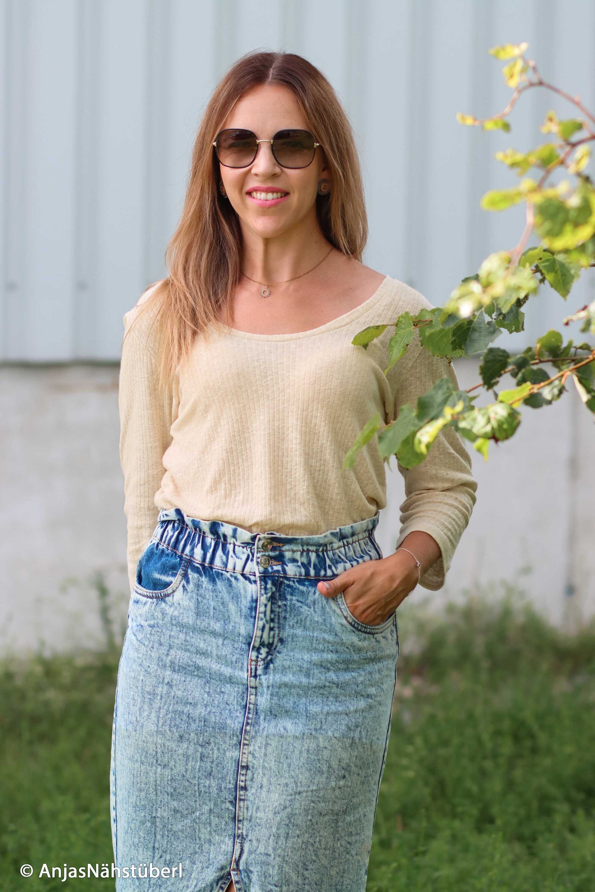 Rippstrick aus Baumwoll-Leinen-Mix ecru, Entorp von Swafing in ecru