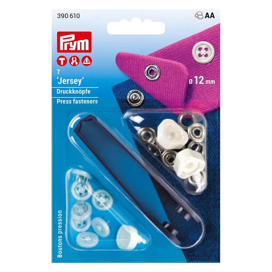 Prym Jersey Druckknopf "Annähoptik" weiß