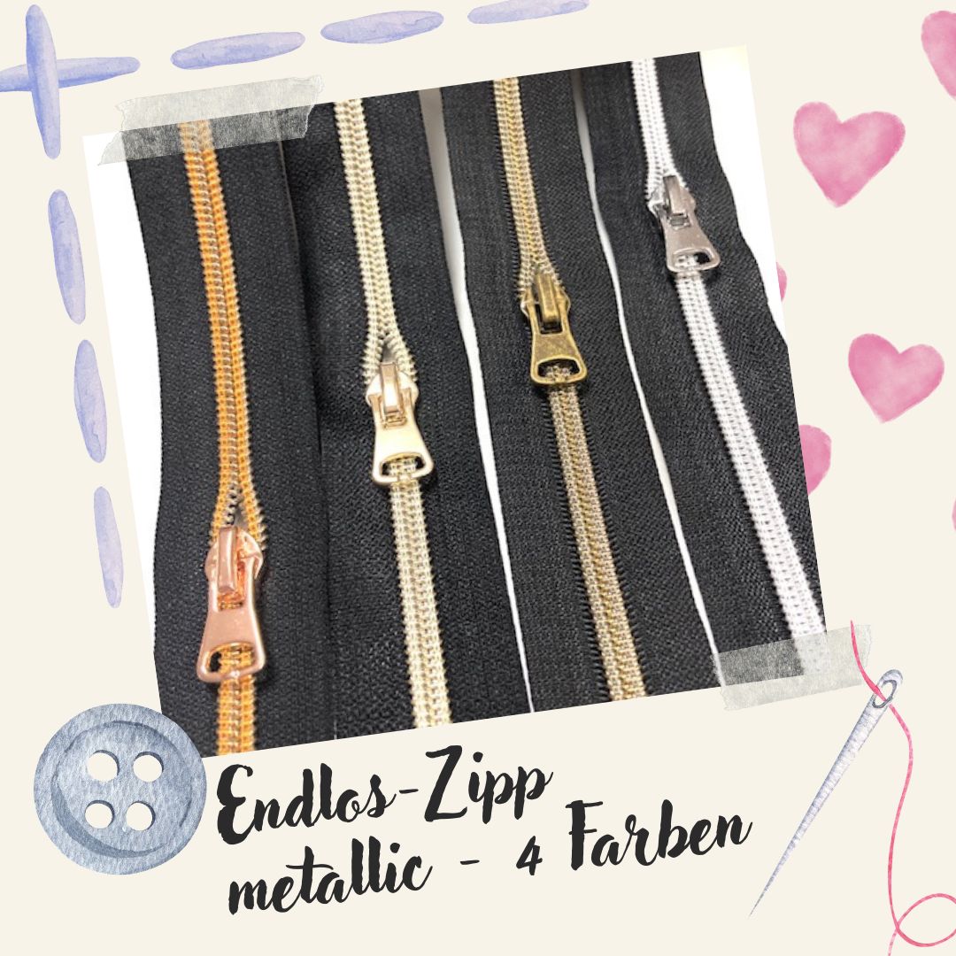 Endlos-Reißverschluss "metallic" - 4 Farben