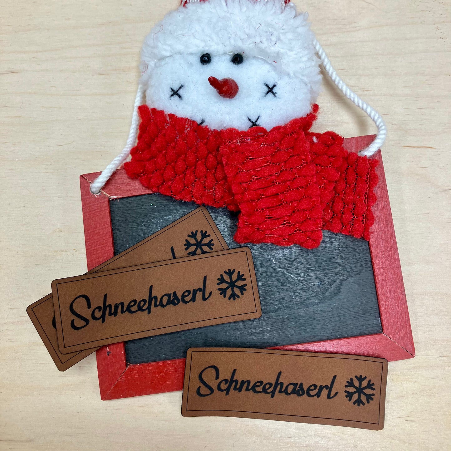 Label aus Kunstleder "Schneehaserl"