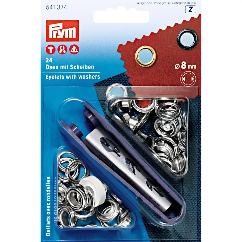 PRYM Ösen mit Scheiben 8mm, inkl. Werkzeug versch. Farben