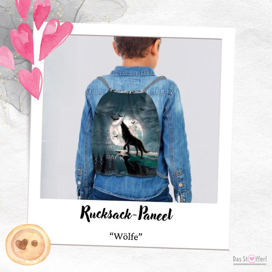 Rucksack Paneel "Wölfe" - inkl. Kordel