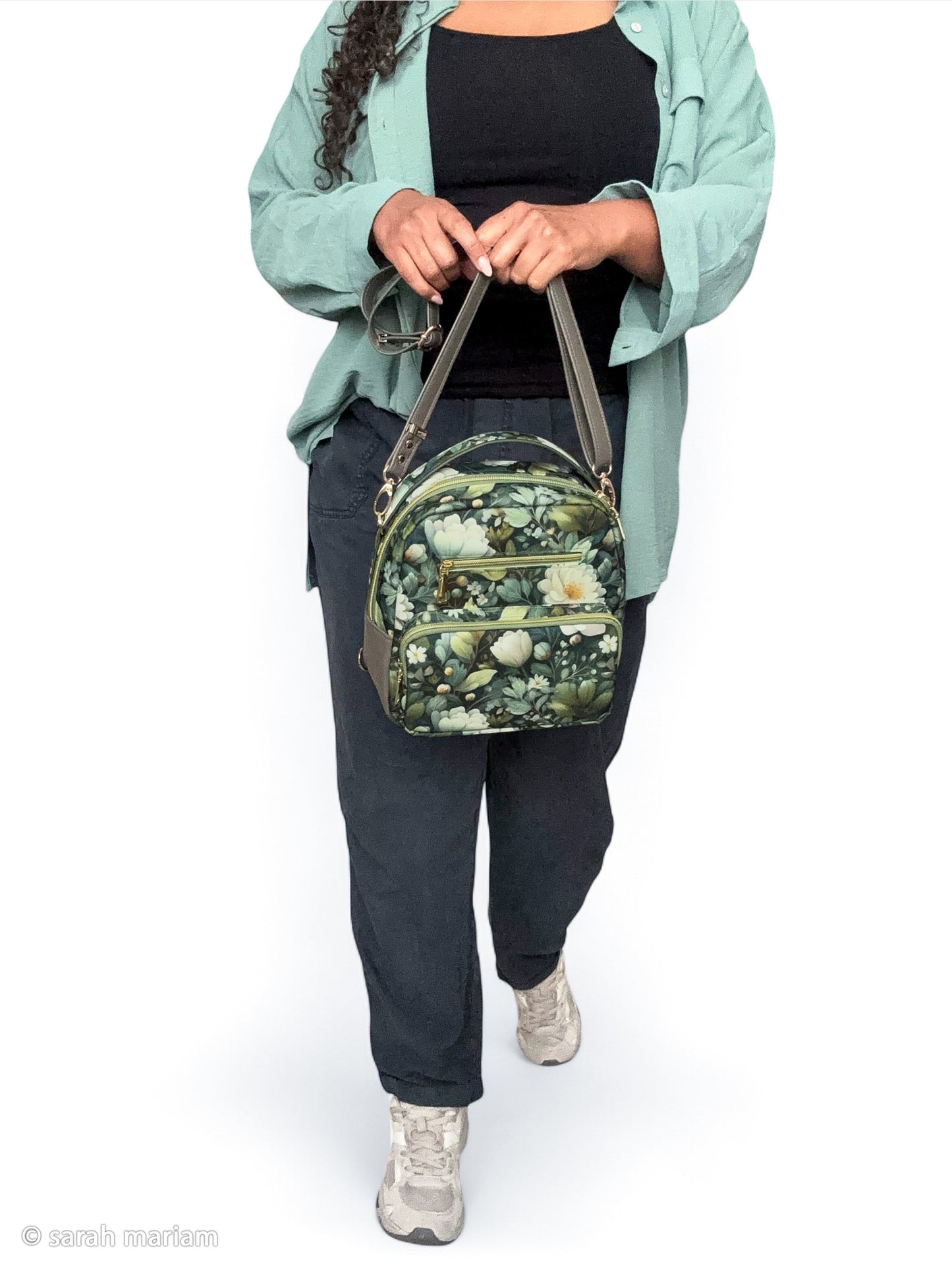 Waterproof Taschenstoff "Flowing Bloom - smaragd" by Sarah Mariam