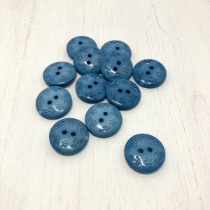 Trachtenknopf "Blumen" blau