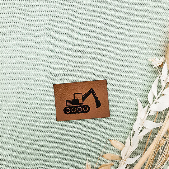 Label aus Kunstleder "Bagger"