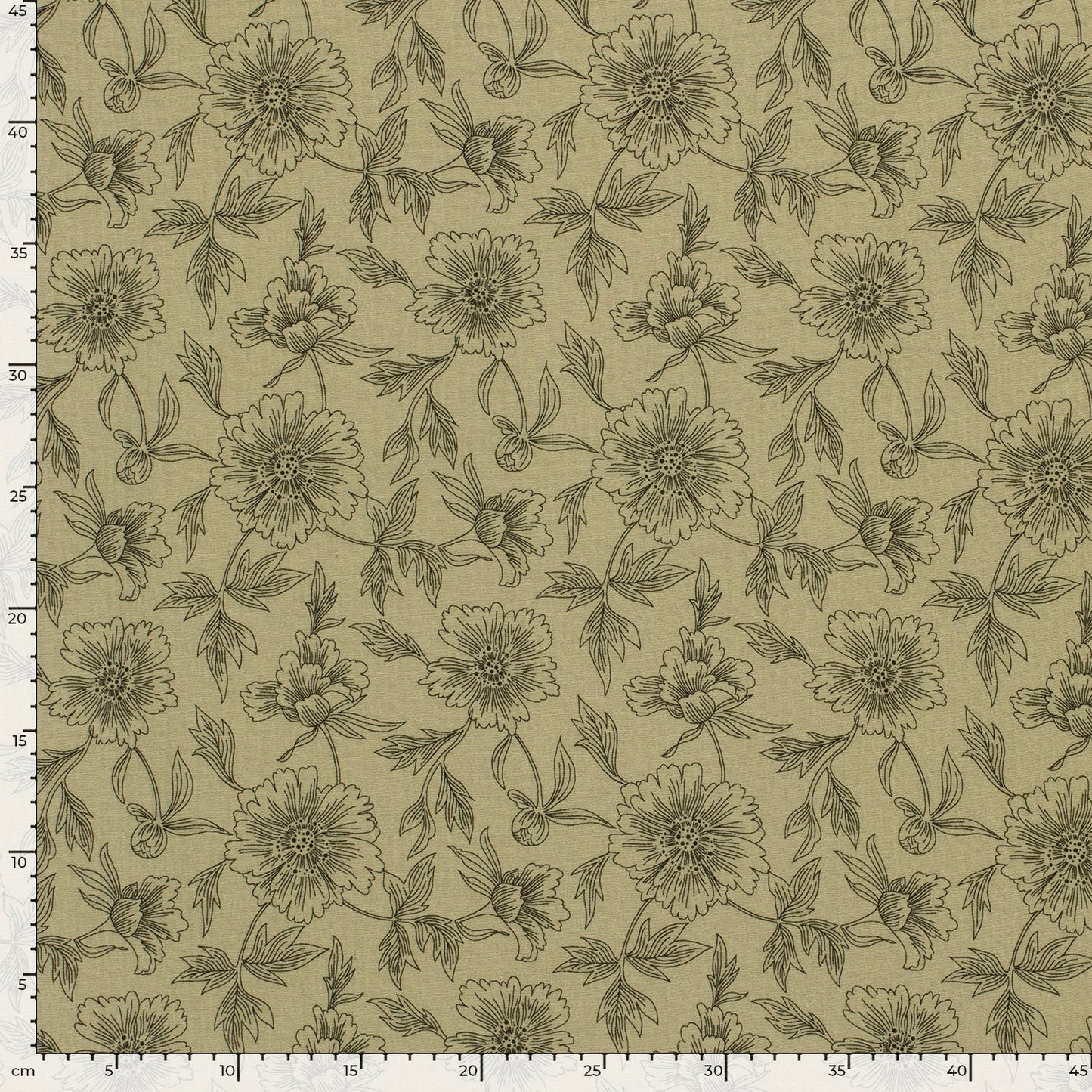 Musselin "Blumenkonturen" oliv
