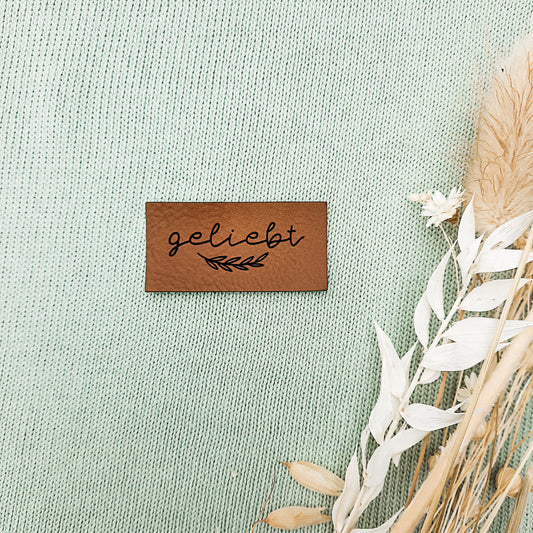 Label aus Kunstleder "geliebt"