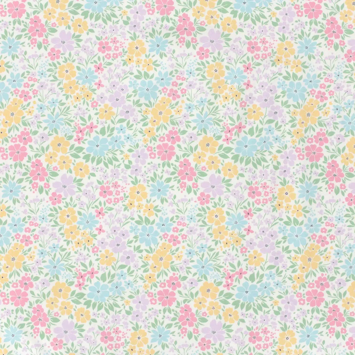 Das Stofferl: Jersey Pastellblünchen ist ein hochwertiger Baumwolljersey mit Blumendruck in dezenten Farben, Jersey mit Blumenmuster, Jersey kaufen Österreich