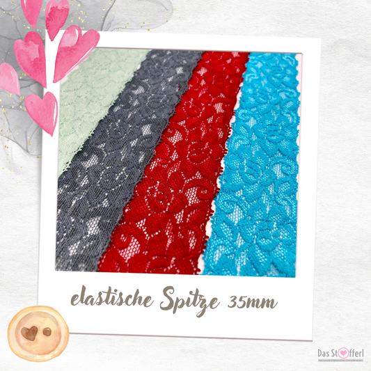 Elastische Spitze 35mm Breite - verschiedene Farben