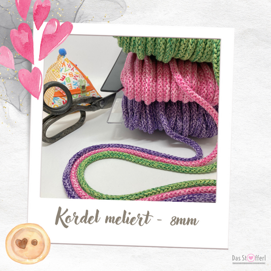 Baumwollkordel meliert, 8mm - versch. Farben