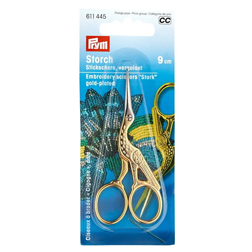 PRYM "Storch Stickschere" vergoldet, 9cm