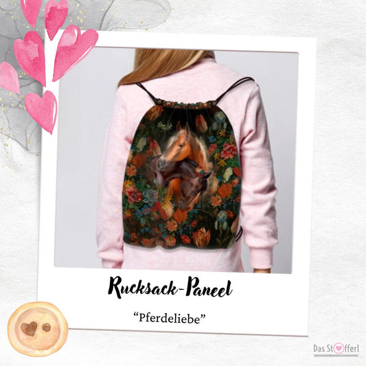 Rucksack Paneel "Pferdeliebe" - inkl. Kordel