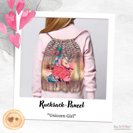 Rucksack Paneel "Unicorn Girl" - inkl. Kordel