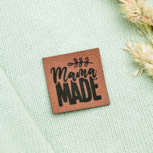Label aus Kunstleder "Mama Made"