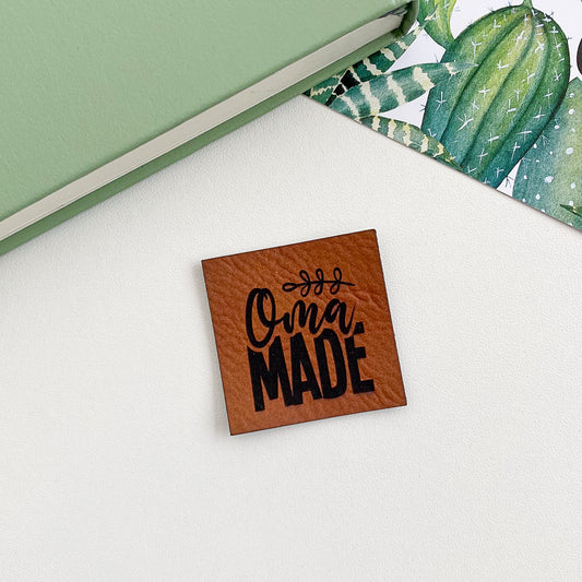 Label aus Kunstleder "Oma Made"