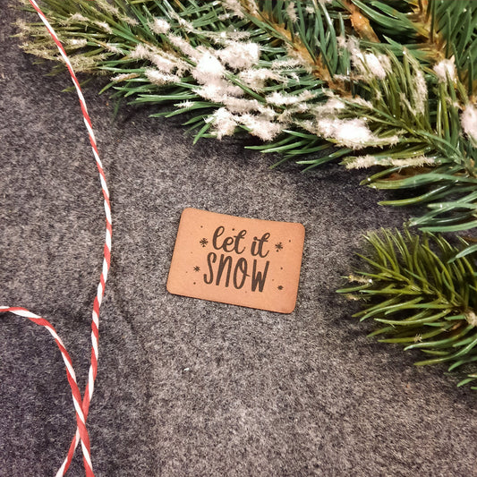 Label aus Kunstleder "Let it Snow"