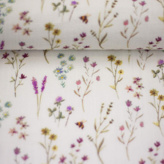 Double Slub Musselin "Wild Meadow weiß" by Christiane Zielinski