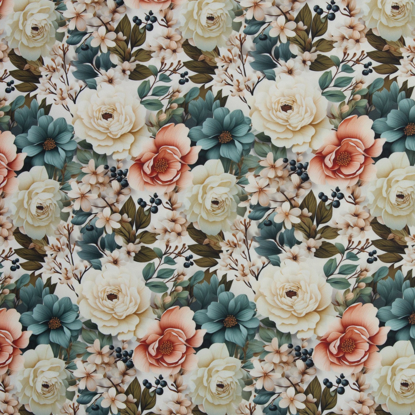 Waterproof Taschenstoff "Flowing Bloom mint-ecru" by Sarah Mariam