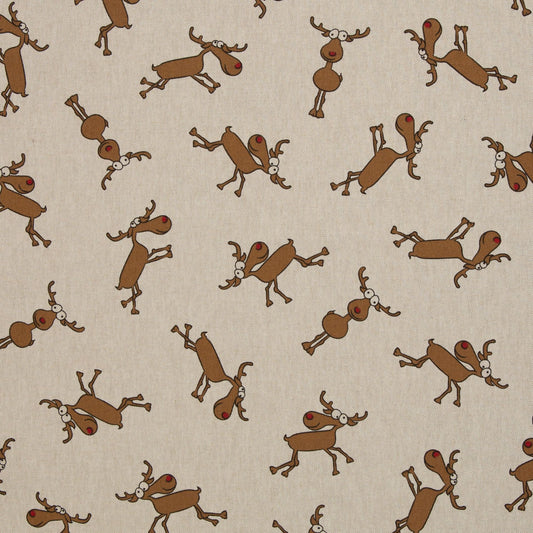 Dekostoff Leinenoptik "lustige Elche"