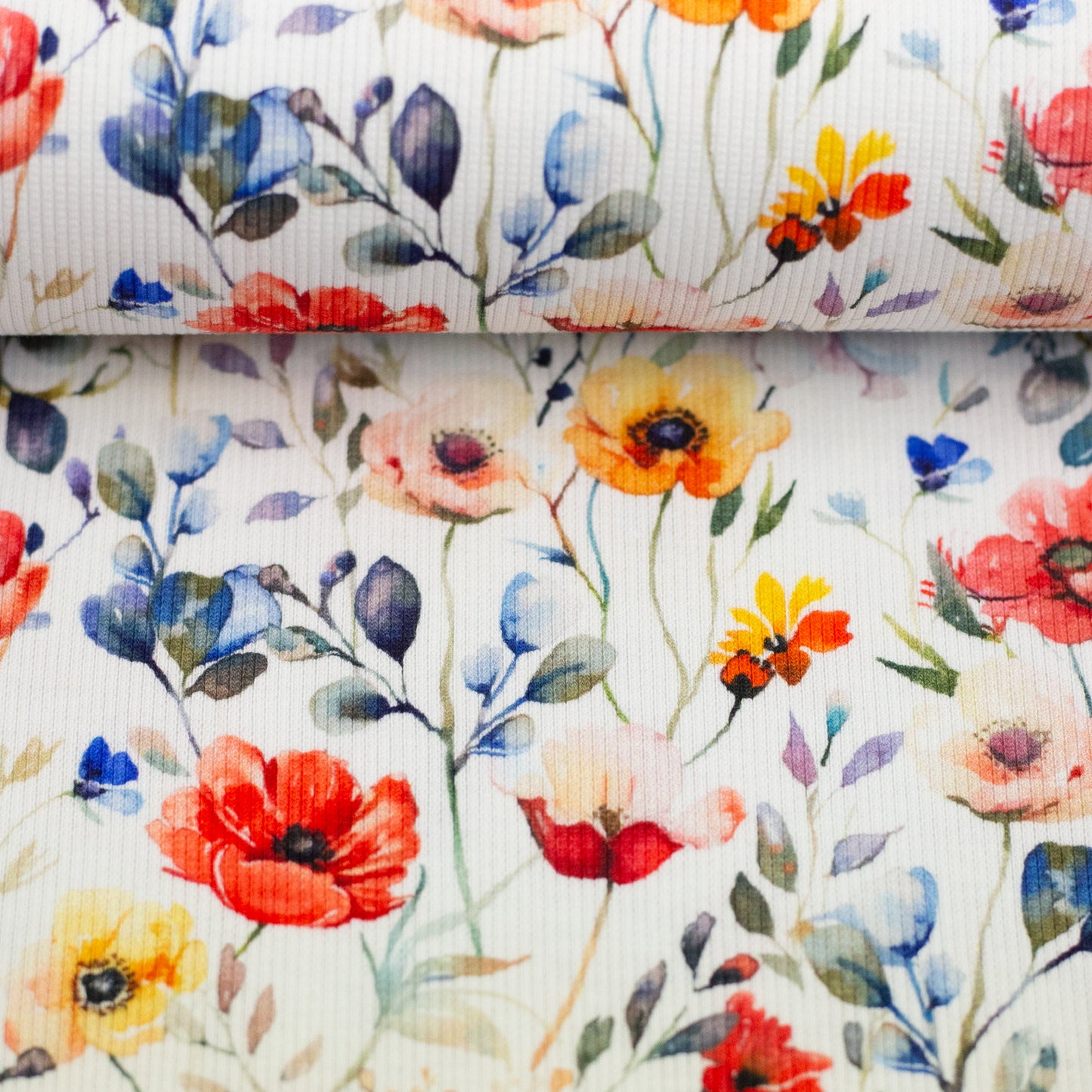 Rippjersey "Bunte Blumen"