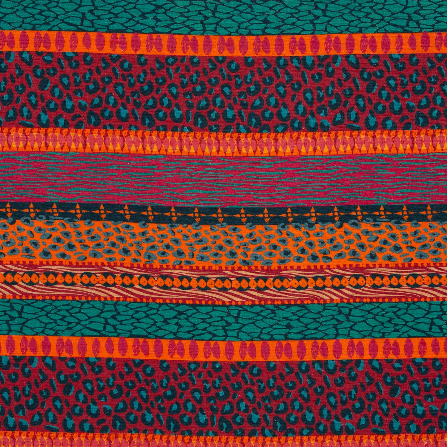 Viskoseleinen Bienvenido Colorido "Wild Stripes" rot-petrol