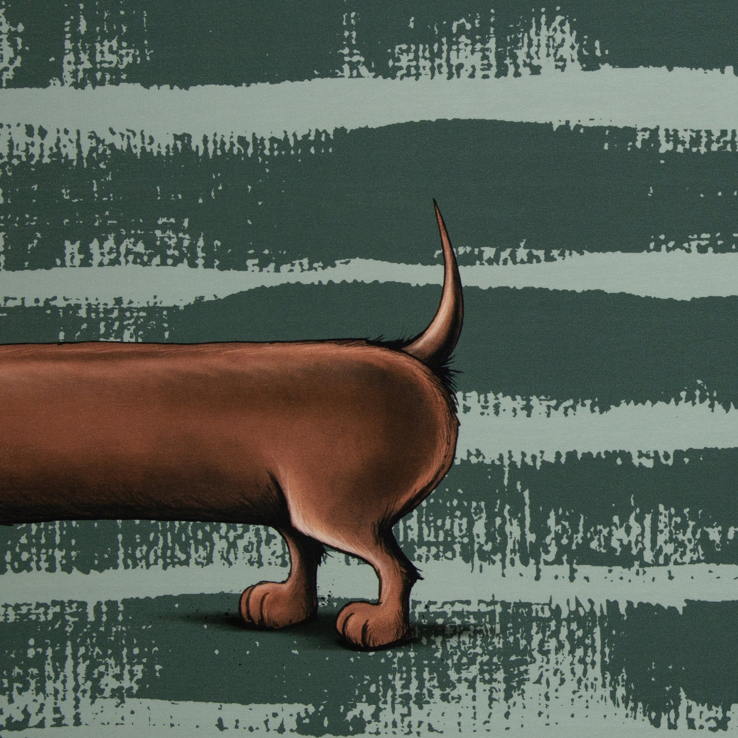 Paneel French Terry by Thorsten Berger "Dachshund Berny" smaragd