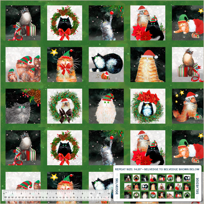 Patchwork Baumwolle "Meowy Christmas" - Quadrate